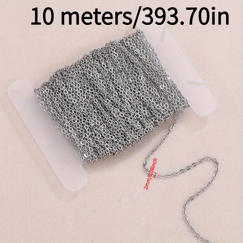 Image of 10 Meters Classic Cross Chain Stainless Steel Thin Bracelet/necklace For Jewelry Additions And Jewelry Making Supplies