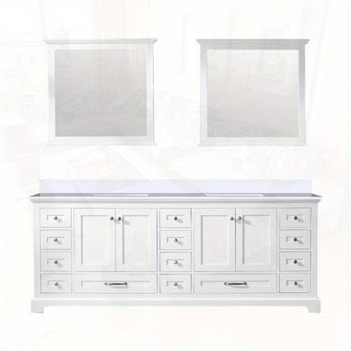 white double bath vanity with cultured 34 mirrors 84 w x 22 d soft close cabinets 14 drawers storage shelf scratch resistant surface non wood moisture resistant design for modern bathrooms bathroom furniture contemporary bathroom durable bathroom fixture bathroom decor and accessories