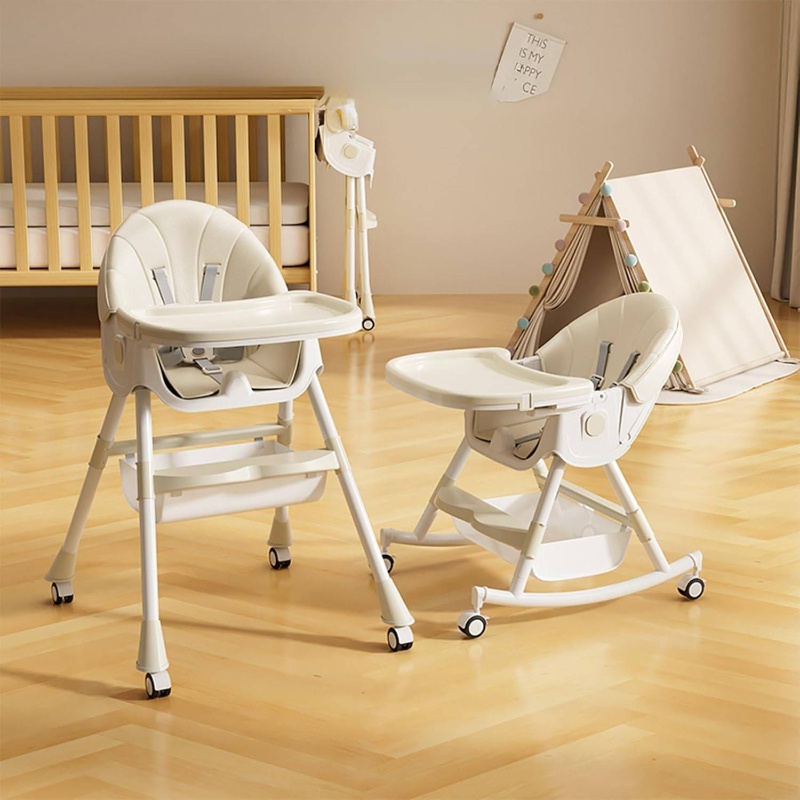 4-in-1 Folding High Chair with Removable Adjustable Height, Reclining Backrest & Safety Harness - Convertible to Stroller, Booster Seat & Play Chair, Lightweight Portable Feeding Chair with Storage Pocket, No Assembly Required, Graffiti Green (Deep - Image 3