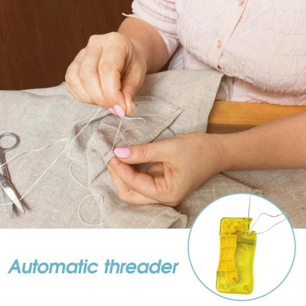 A Lemon Yellow Automatic Needle Threader, Sewing Needle Threader, Manual Sewing Machine Sewing Tool, Home Crafts And Sewing Supplies