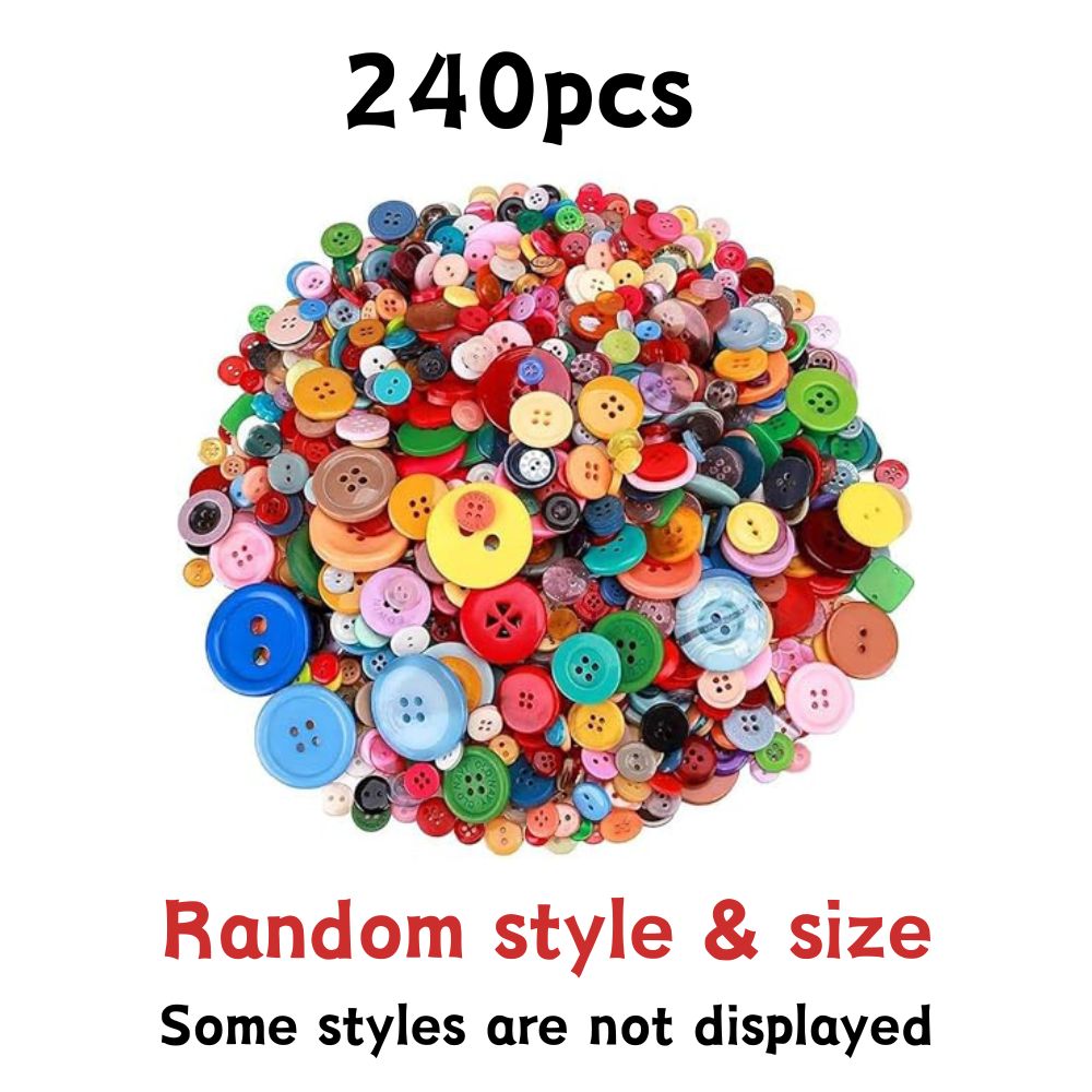 TEMU 40/90/150/180/240pcs Random Color Resin Buttons Bulk, Mixed Sizes Round & Special Shapes Craft Buttons, Art Craft Button For Handmade Projects,