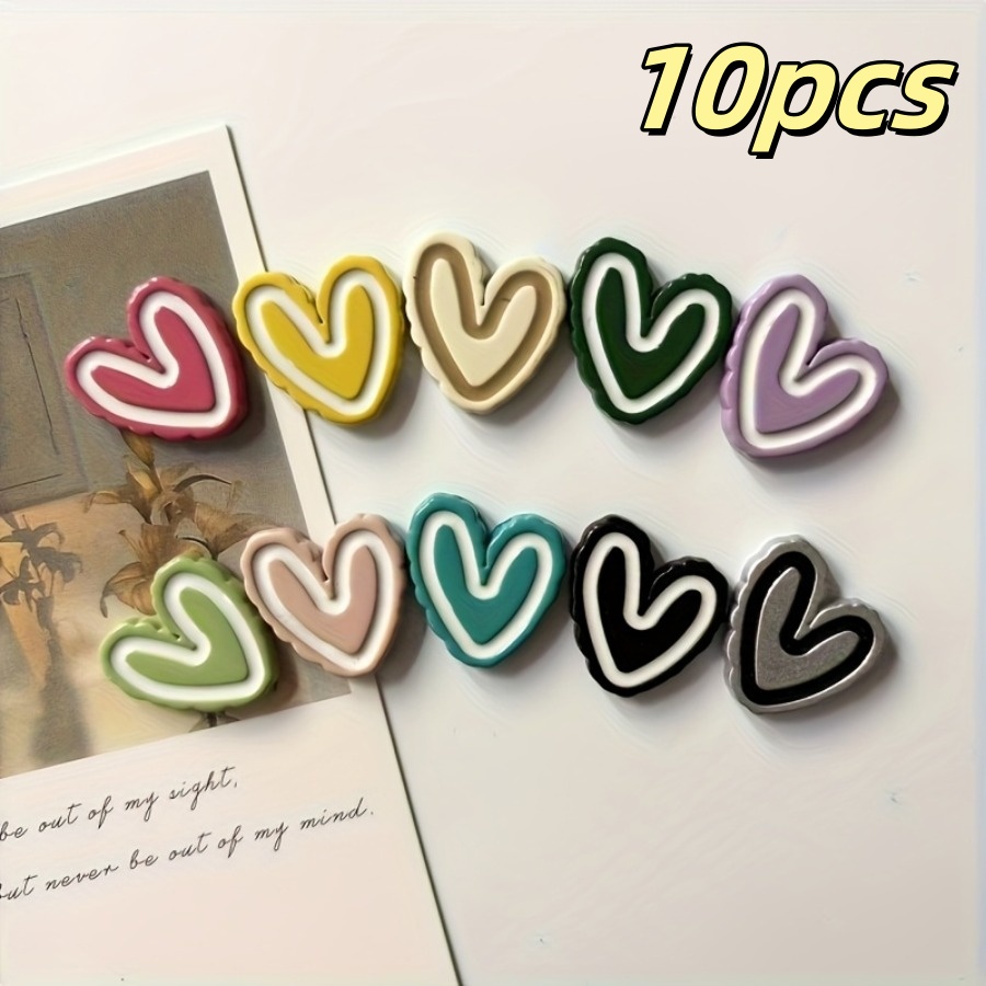 TEMU 10 Random Color Heart-shaped Magnetic Resin Fridge Magnets, 3d , And Office Decor, Whiteboard Magnets, Kitchen And Office Supplies, Abs Resin