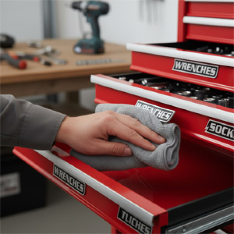 12枚磁 箱标签 - 带工具图标（扳手、螺丝刀、锤子）的重型磁性底座 - 适用于钢制工具箱、橱柜、抽屉 - 节省空间的工具整理系统，适用于车间与收纳 - 安装简便 商品详情 5