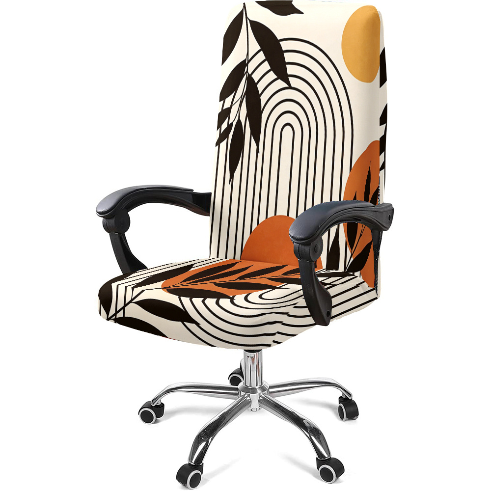 TEMU 1 pièce Housse de chaise en fibre de lait orange et marron, convient aux chaises de bureau, de gaming et de patron - Housse élastique amovible