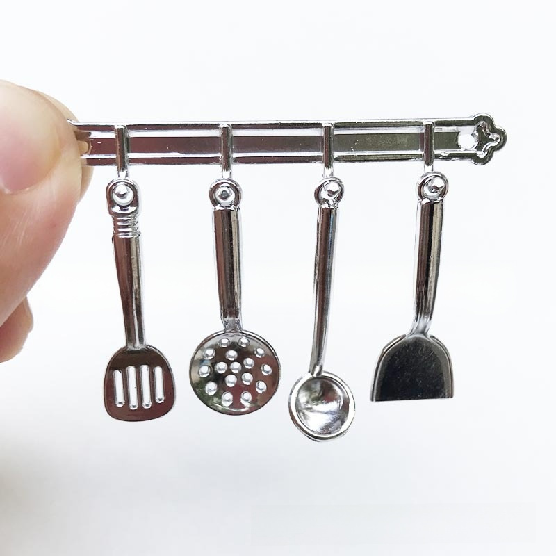 

5pcs Set 1:12 Dollhouse Mini Kitchen Scene Food Play Ob11 Metal Cooking Tools Spatula Colander