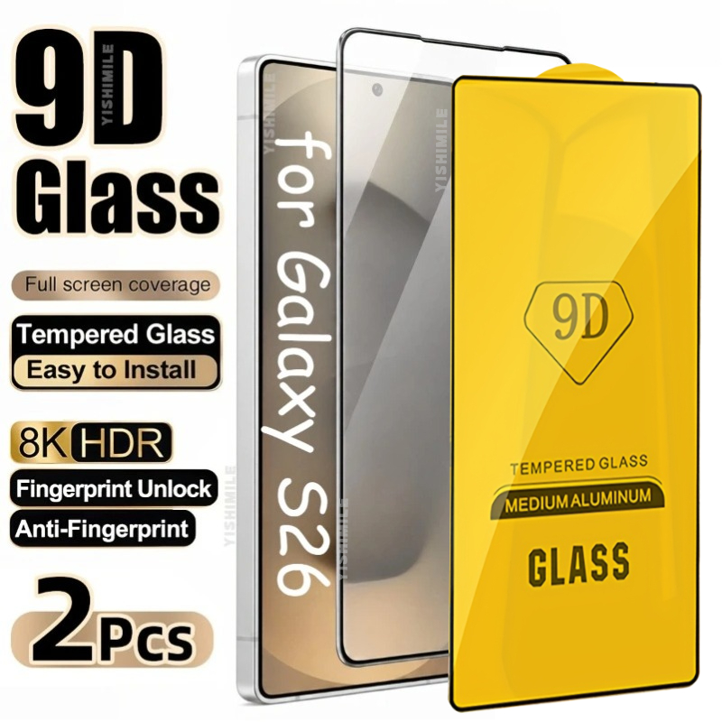 TEMU 2pcs 9d High-definition Tempered Glass Screen Protectors For For Galaxy S26/s26 Ultra/s26 Plus, 9h Hardness, Scratch-resistant Layer, Anti-oil,