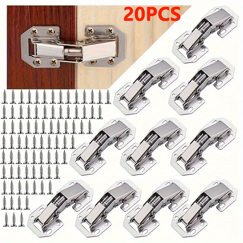 20pcs Modern Polished Metal Cabinet Hinges, Surface Mount No-drill Concealed Corner Fold Hinge Set, On Cabinet Doors