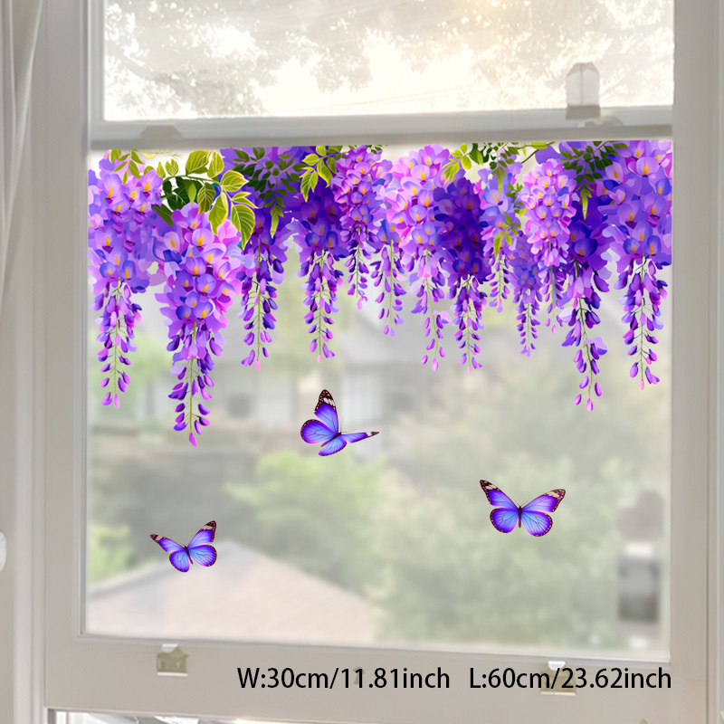 TEMU Pegatina de cristal estática 2D estilo acuarela, tema de caída y , calcomanía decorativa de romántico para embellecer el de puertas y ventanas