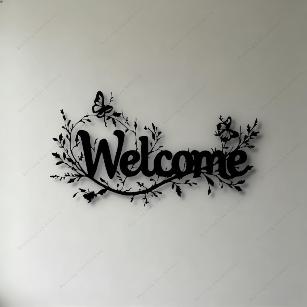 TEMU 1pc Wall Sculptures 12-24inch Metal Wall Decor Art Home Decor Indoor/outdoor Decoration Welcome Sign Outdoor Hotel/cafe/bar Minimalist Wall
