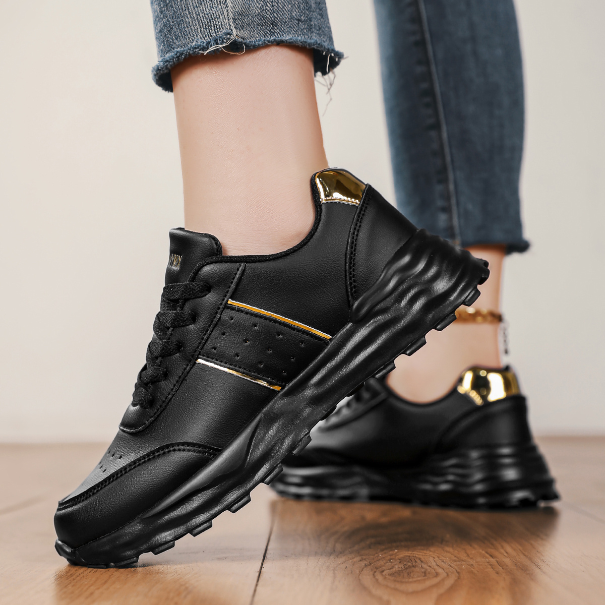 Brand Women'S Shoes Casual Sports Shoes Fashion Casual Shoes Sports  Outdoor Shoes Large Size Shopping and Walking Shoes Golden Sequin  Decoration