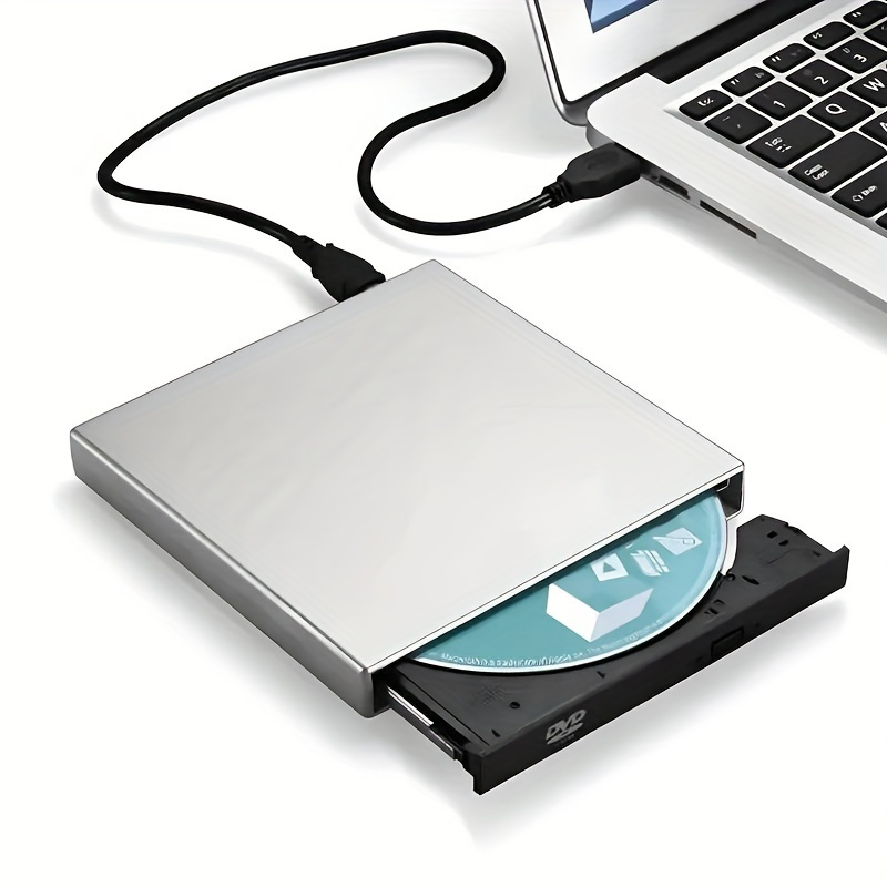 TEMU 1pc External Cd Dvd Drive, Usb 3.0 Slim Portable External Cd-rw Drive Dvd-rw Burner Writer Player For Laptop Notebook Pc Desktop Computer