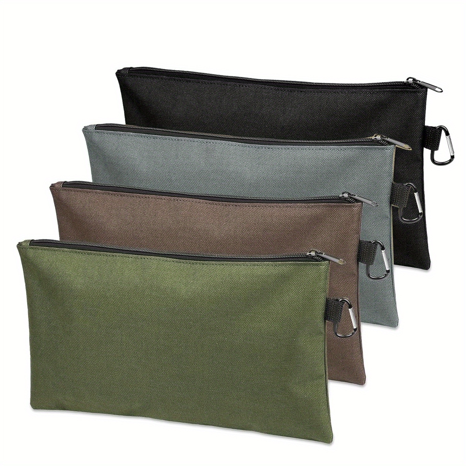 Image of 4pcs Heavy-duty Canvas Tool Bags With Carabiner Zipper - Utility Storage Organizer Bags In Home Improvement & Gardening Tools, Not For Tools And Accessories
