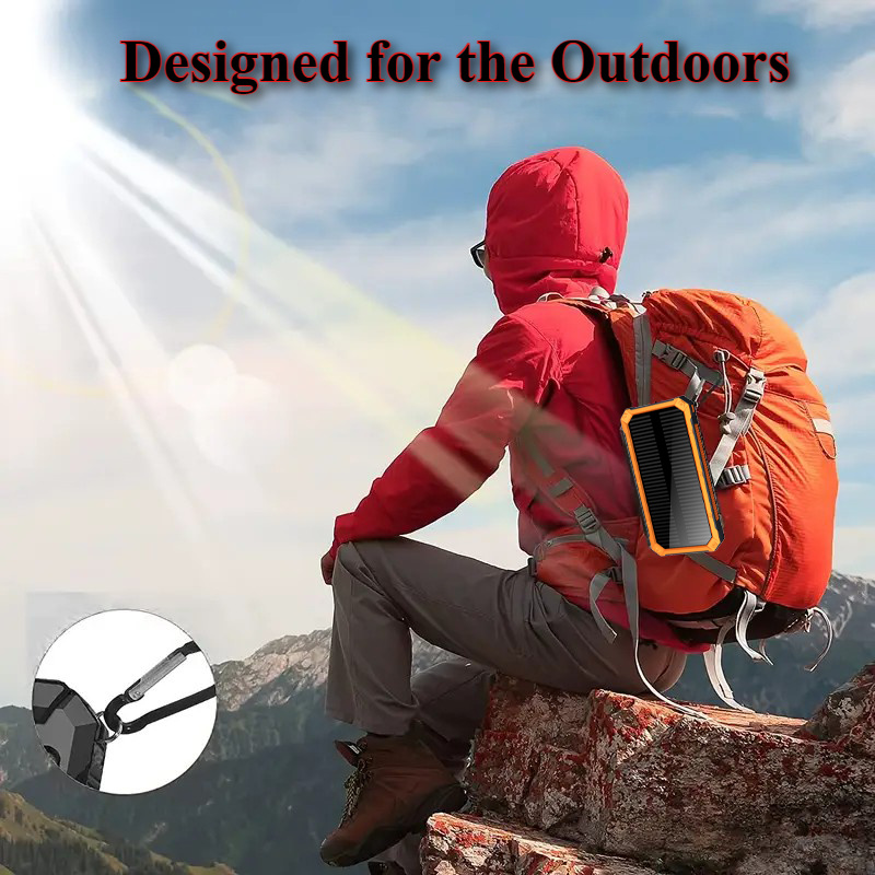 solar charger 10 000 20000mah 5v 2a 10w solar charger power bank portable solar phone panel charger dual usb port battery pack charger suitable for all mobile phones and electronic devices long lasting suitable for travel and camping led flashlight   for festivals Product details 1