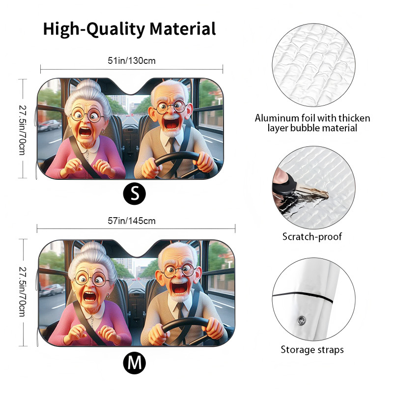 TEMU A Of An Elderly Couple For Car Sunshades, Foldable For , Protects Against Sunlight And The Car Cool. It Features A Convenient Suction Cup