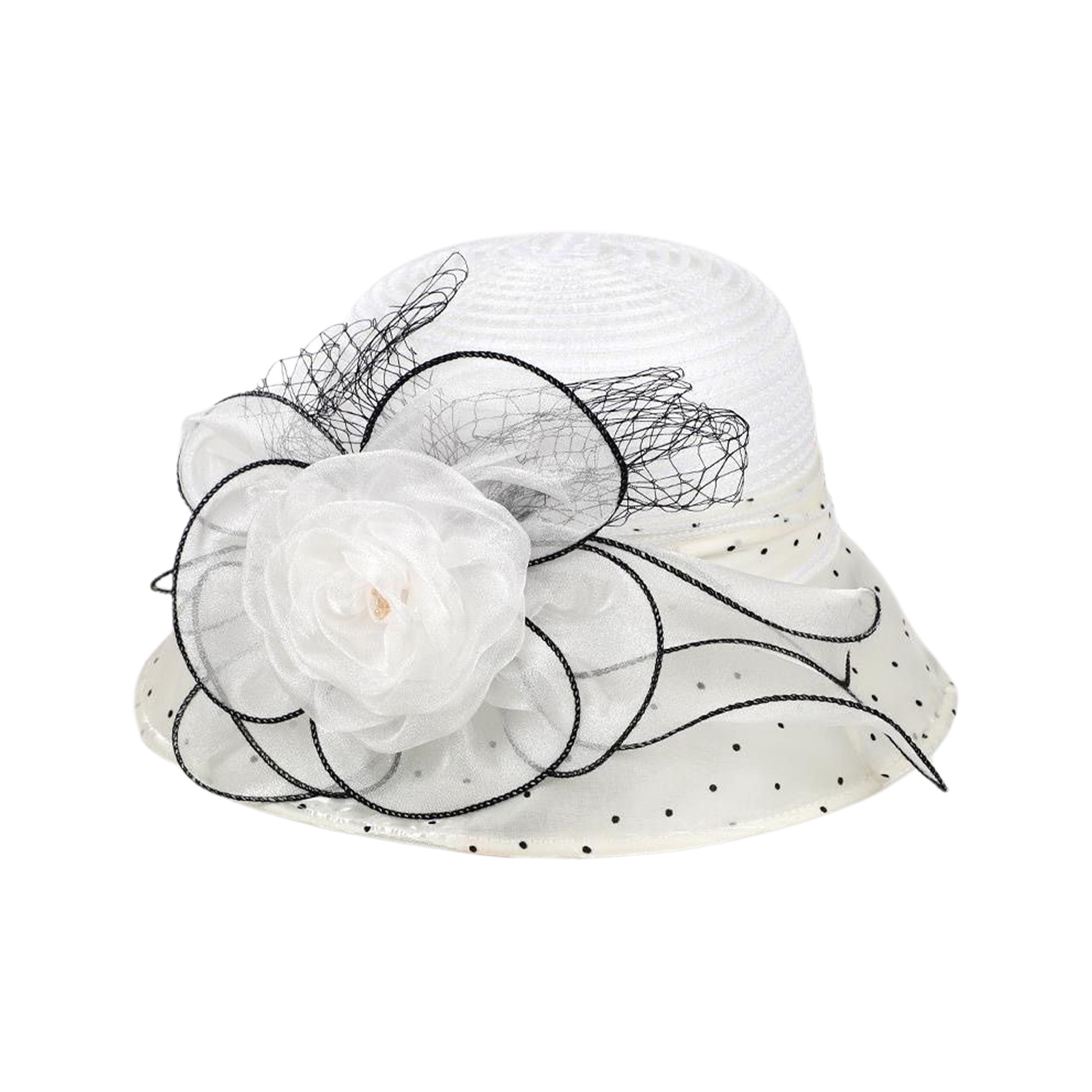 elegant women s organza wide brim sun hat - Temu display picture 2
