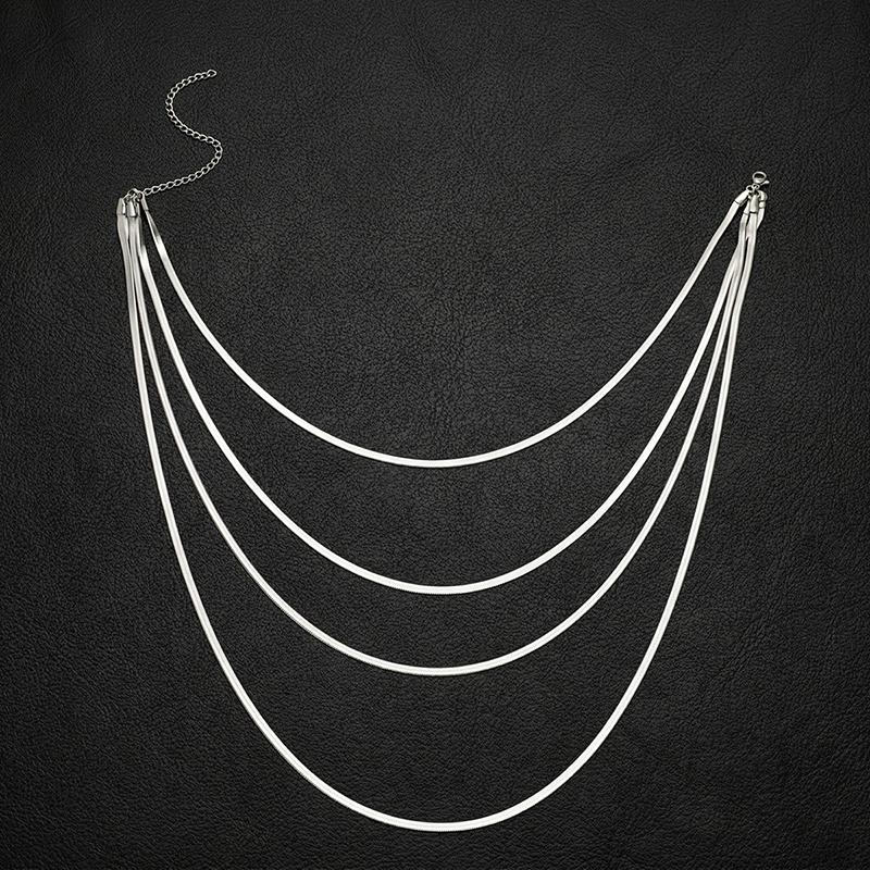 TEMU Collar apilable de cadena de serpiente multicapa, joyería elegante de acero inoxidable, collar para mujer que retiene el color respetuoso con la