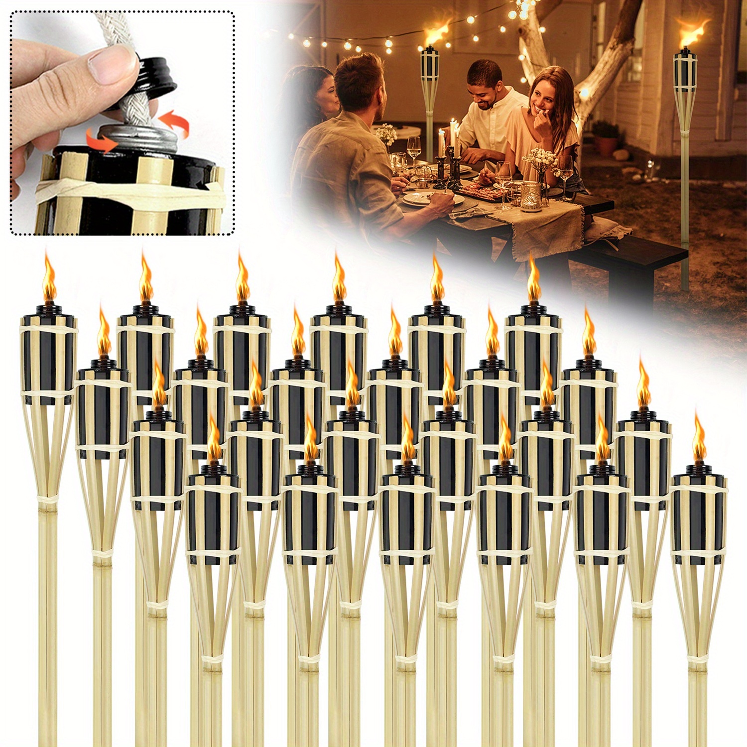 36-count 90cm Backyard Torches - Decorative Flame Stakes For Outdoor Parties & Garden Decor