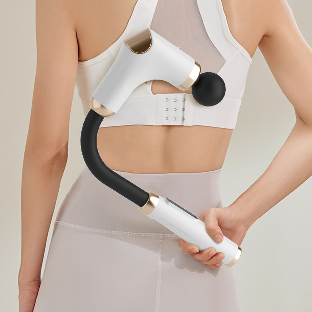 Massage Gun Deep Tissue with Extended Handle, Handheld Electric Back Muscle Massager for, Quiet Percussion Massage Gun with LED Screen & 4 Massage Heads, 3 Modes & 6 Speed Levels