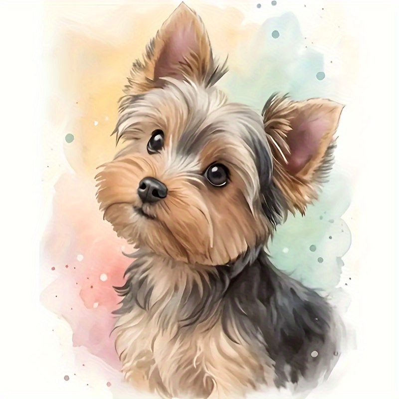 stickers adorables en aquarelle de yorkshire terrier de 15 cm - design brillant auto-adhésif à paillettes,   de chiens de dessin    , adaptés aux voitures, ordinateurs portables, bouteilles, motos, fenêtres, murs, tasses et plus  , décorations multifonctionnelles vibrantes. 0