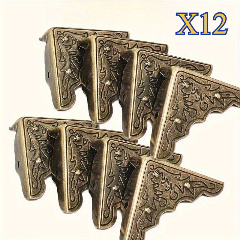 12-pack Antique Bronze Corner Guards - Floral Embossed Metal Edging For Frames/ Furniture, Vintage Home Decor Gift For Mothers Day
