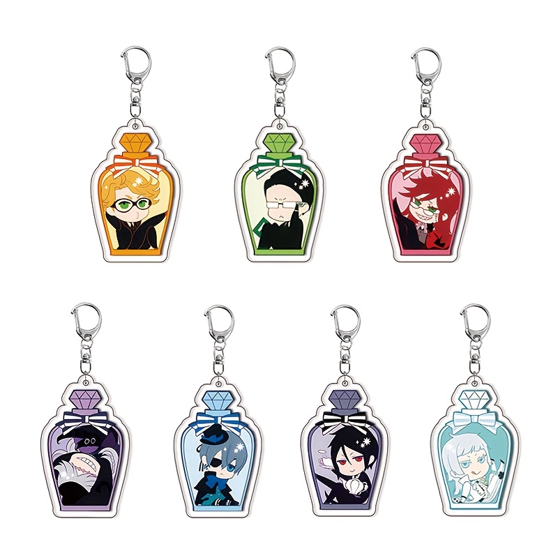 TEMU 2d Flat - 7pcs 2d Flat Acrylic Keychain Acrylic Pendant Bag Charm Accessory Bag Ornament In Stock