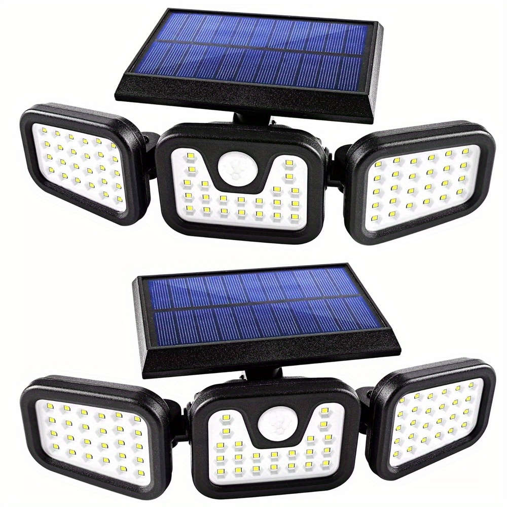 TEMU 1pc/2pcs 74led Solar Outdoor Lights, Solar Wall Lights, Ip55, Led Solar Motion Sensor Lights, Spot Lights, Motion Flood Security Light, Wide