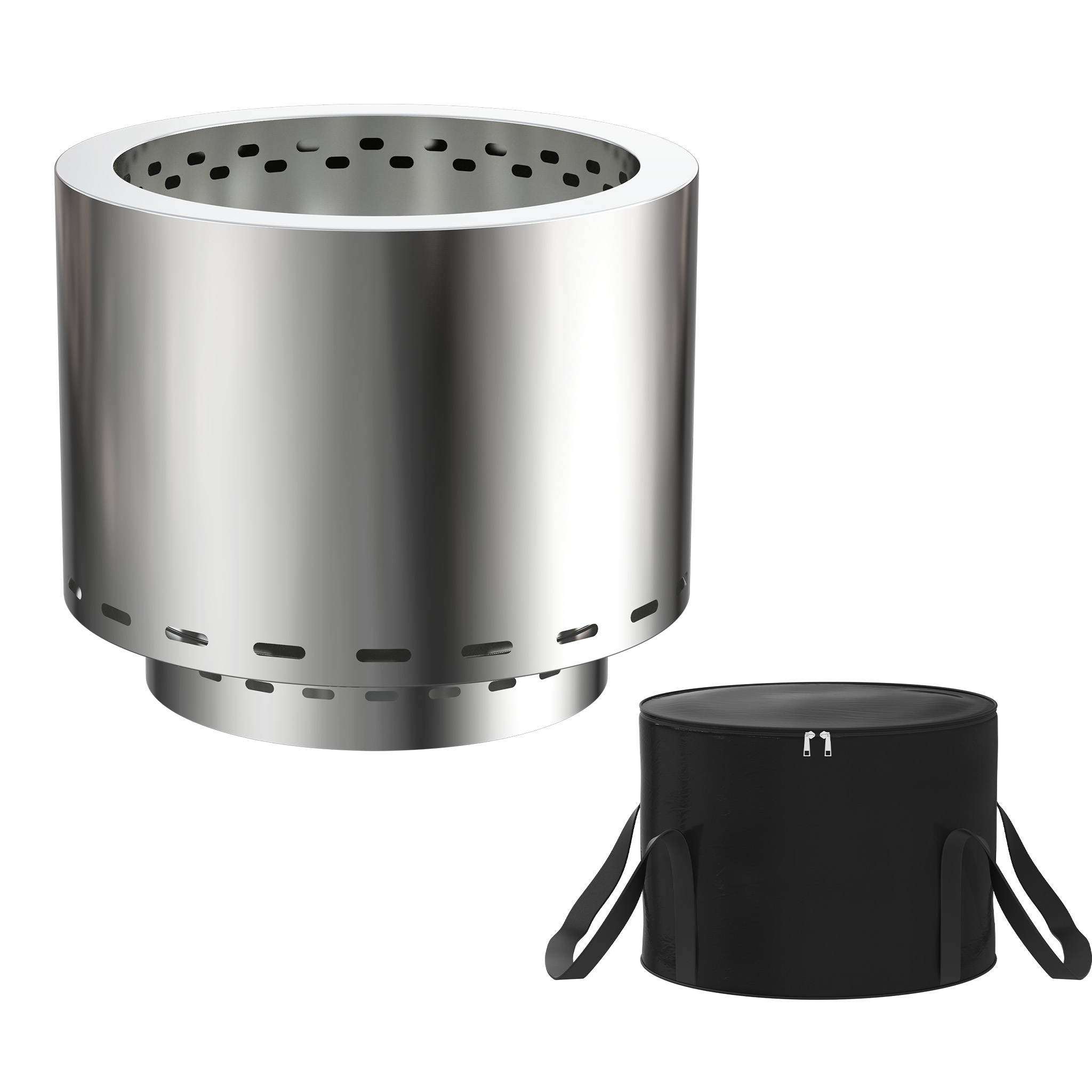 Portable Fire Pit Made Of Stainless Steel, Measuring 49x49x40cm, With A Storage Bag For Outdoor Cooking, Bbq, Heating, And Comfortable Camping