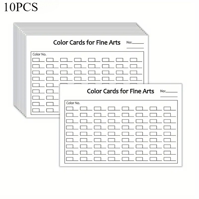 Image of 10pcs Color Filling Card, Color Recording Card. Double Sided Matte Surface, Used For Art Projects, Including Colored Pencils, Watercolor Pens, Marker Pens, And Supplies