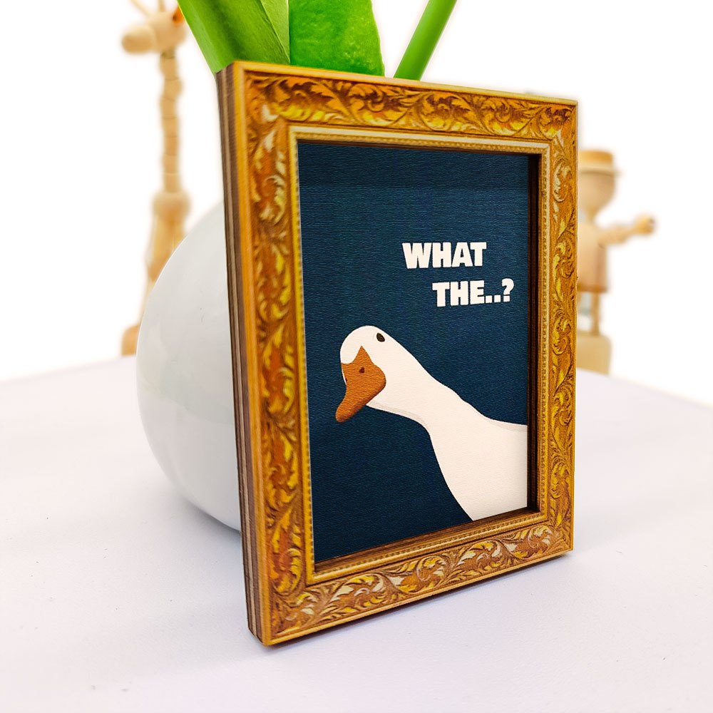 E-shop 1 Stück Lustiger Gans Kühlschrankmagnet, Holz Mini Dekoratives Bild, Holz "WHAT THE..?" Worte, Humorvolles Weißes Gans Design, Küchenspaß