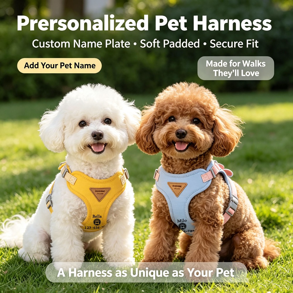 Pet Anti-Pull Harness with Personalized Name and Phone Number