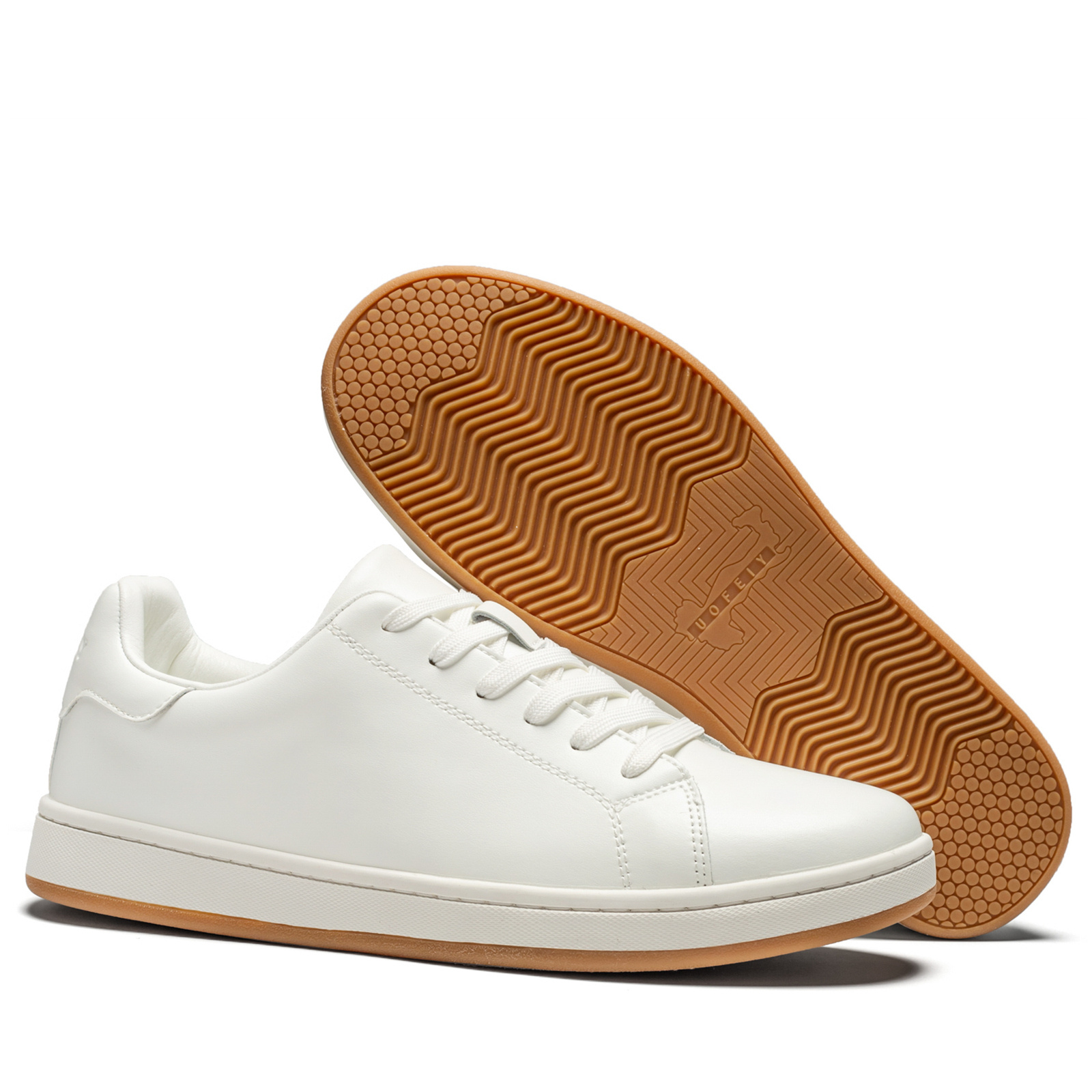 U.OFEIY Men'S Fashion Sneaker - Preppy Casual All-Season Streetwear with Solid Color Split Cow Faux Leather Upper, Round Toe, Lace Closure, Synthetic Faux Leather Lining, EVA & Fabric Insole, Rubber Sole for Casual & Vacation