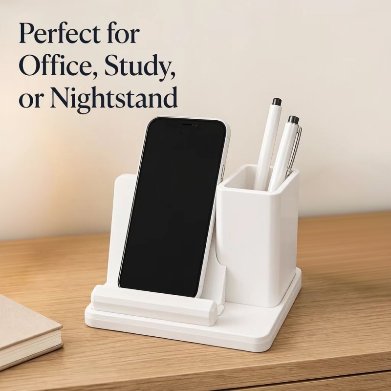 TEMU -one Desktop Organizer With Phone Stand And Pen Holder, A Minimalist Office Enhancement Accessory Suitable For Offices, Studies, And Homes.