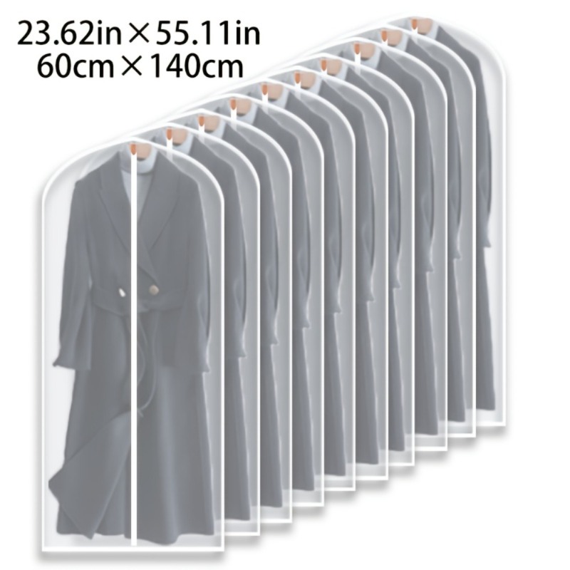 TEMU 10pcs Set Xxl Translucent Clothing Storage Bag (with Zipper, Large), Hanging Waterproof Clothing Storage Bag, Extended Dress Dust Cover,