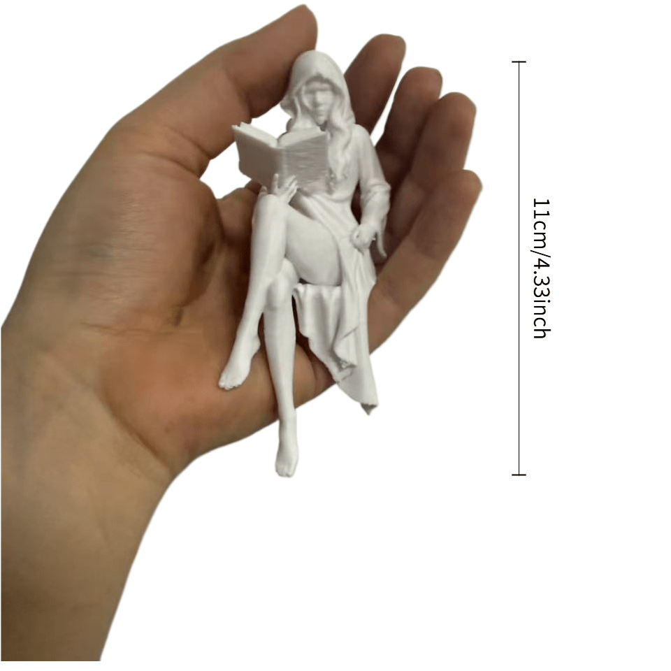 TEMU Ornamento per in stile accademico , donna che legge con cappello, statua da scrivania con bordo, statua decorativa per biblioteca, adatta per