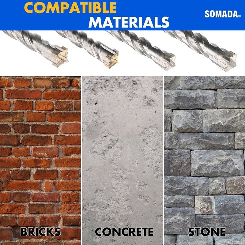 3 8 x 12 inch sds plus long drill bit sds plus rotary hammer drill bit 4 cutter tip for concrete brick stone and masonry drilling