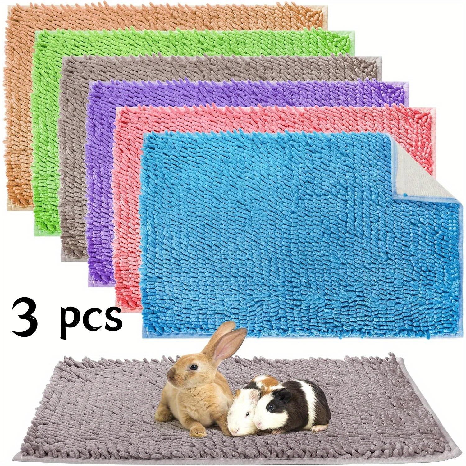 Image of 3pcs Small Pet Washable Fluff Guinea Pig Cage Mattress Rabbit Hamster Anti-slip Sleeping 3-color Random Pet Products, Small Pet Cage Material