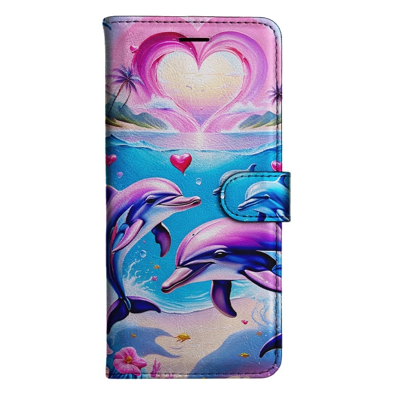 TEMU Phone Case: Dolphin Magnetic Flip Wallet Case With Card Holder Stand Sutible For Iphone 5/6/6s/7/8/x/xs/xr/se2 2020/se3 2022/11/12/13/ 17 Plus