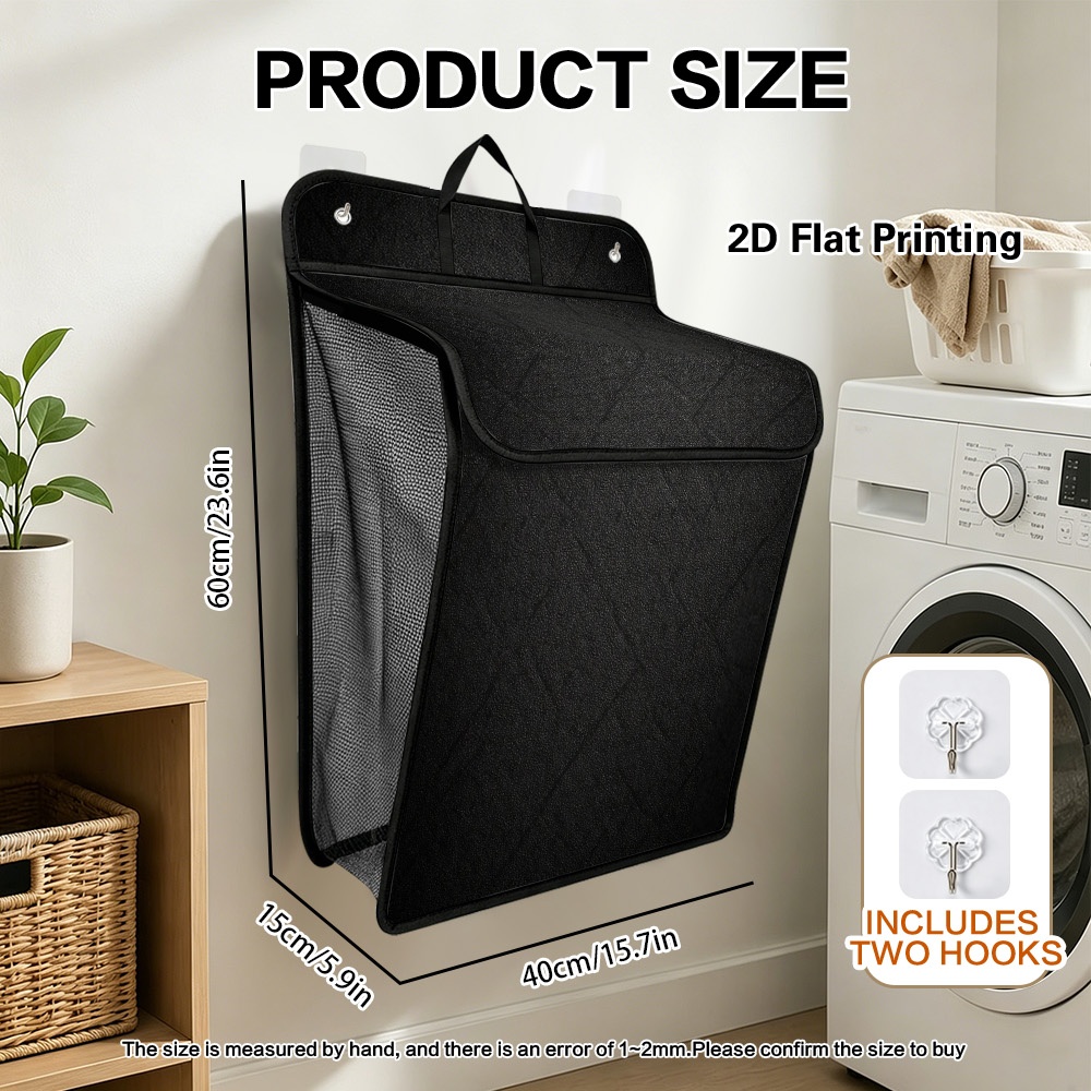 TEMU Panier de Rangement Suspendu Durable à Motif de Grilles Géométriques Minimalistes Noires, 1 pièce, Plat 2D, avec Crochets, Organisateur Pliable
