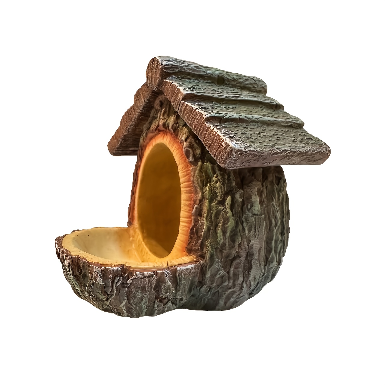 TEMU 1pc Small House Feeding Room - Resin Art/outdoor Garden Bird Nest Decoration, Ornament To Lure Birds