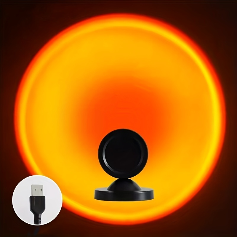 TEMU 1pc Sunset Projector Light, Usb Powered Led Night Light With Vibrant Sunset Color, Sunset Wall Tabletop Lamp, Led Lights Lamp Room Decoration