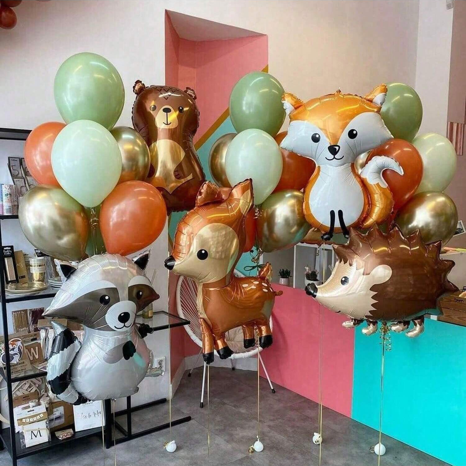 5pcs set cartoon animal rabbit squirrel hedgehog fox raccoon