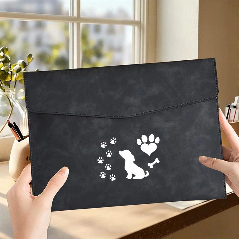 TEMU Sacoche à documents portable grande avec imprimé chiot et de pattes, organisateur de fichiers professionnel fin pour , sac de rangement de
