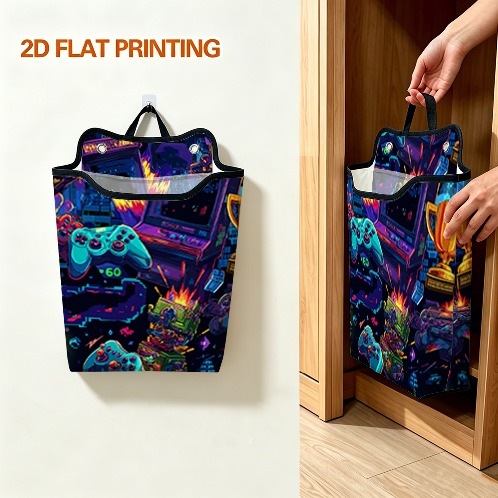 TEMU Console de jeu - Panier de rangement mural, grande , pliable, encombrant, convient pour salle de bain, dortoir, rangement divers, rangement de