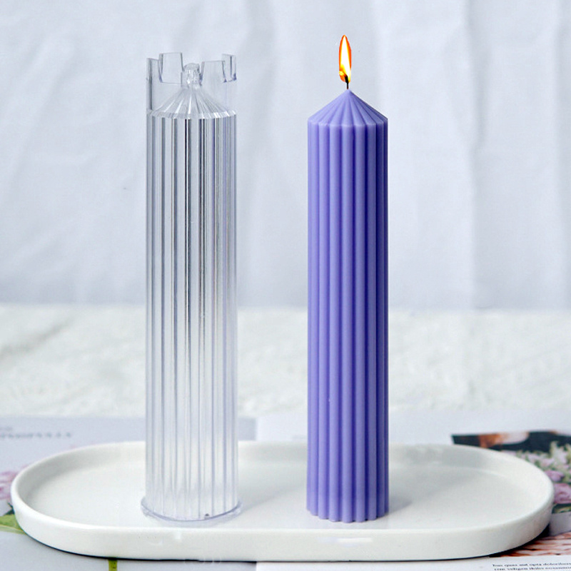 

20cm Striped Cylindrical Candle Mold Diy Pointed Cylindrical Candle Making Supplies Plastic Acrylic Mold Kit Candlelight Dinner Decoration Candle Production