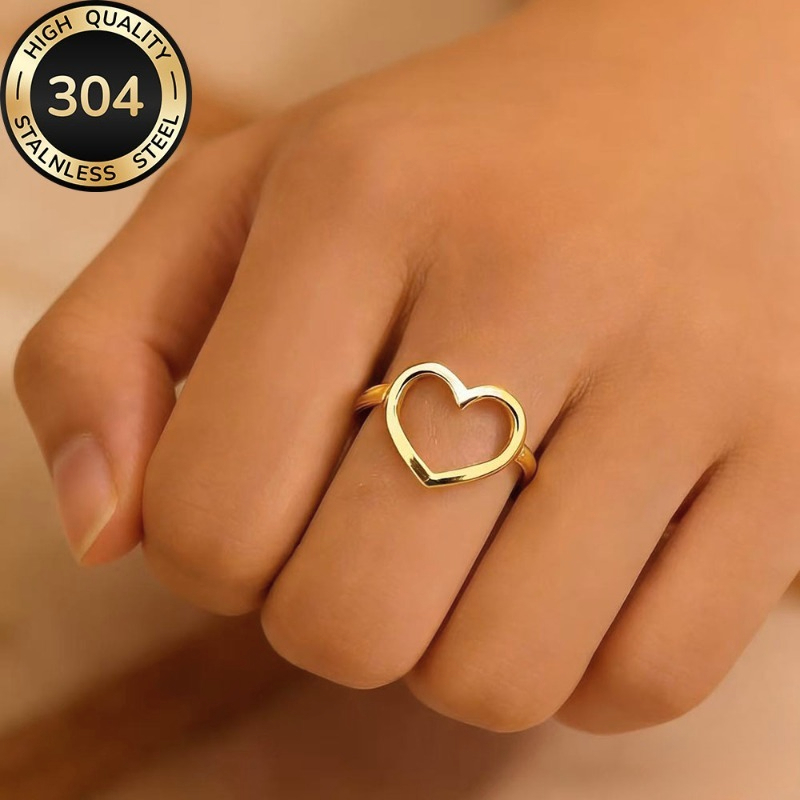 TEMU Minimalist And Versatile Heart-shaped For Women, Made Of 304 Stainless Steel, Hypoallergenic, Fade-resistant, Fashionable And Versatile, Simple