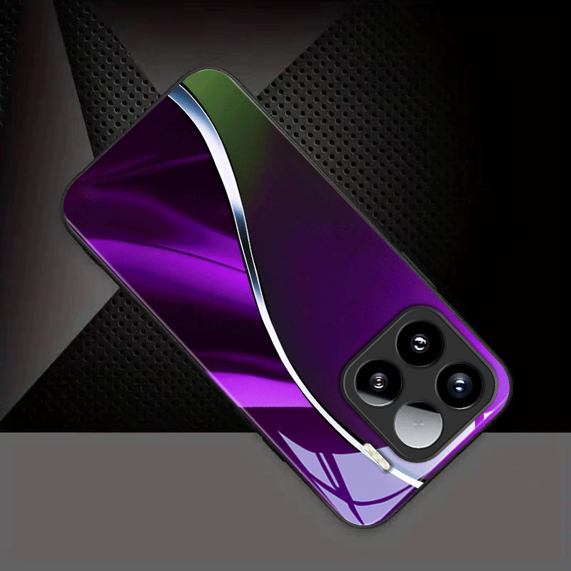 handyhülle - minimalistische, tiefviolette, glänzende, gebogene handyhülle aus gehärtetem   für xiaomi redmi note 14/note 14 pro/note 14 pro+/note 13/note 13 pro/note 13 pro+/note 12/note 12 pro/note 12 pro+/note 11 pro/note 11/note 11s/13c/12/10c/10a/9c/8/a3/a2/a1