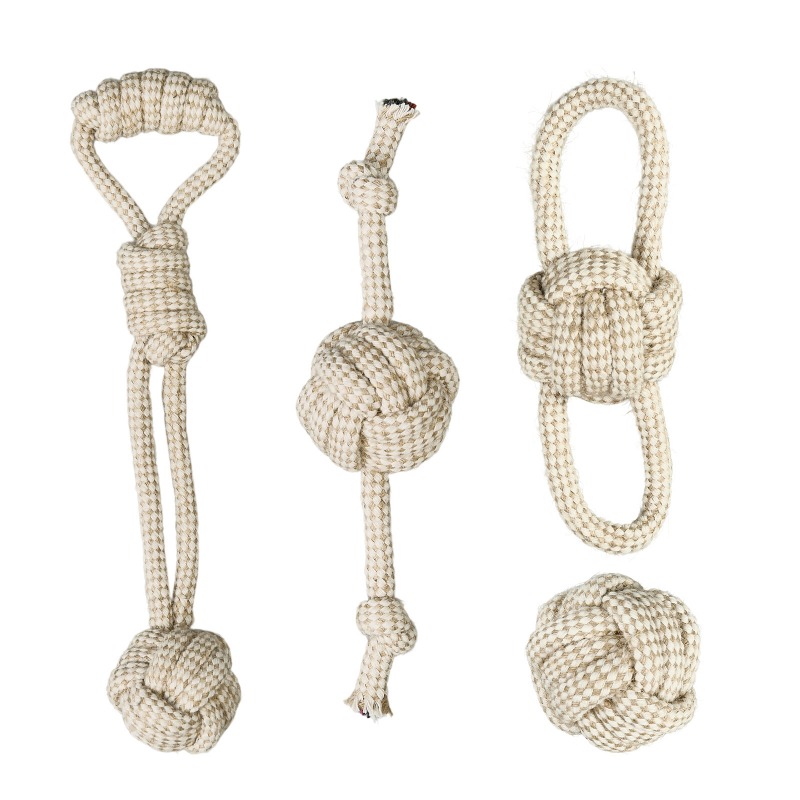 TEMU 4 Durable Woven Dog Rope Toys - Suitable For Small, Medium, And Large Dogs, Designed For Chewing And Interactive Play While Cleaning Teeth,