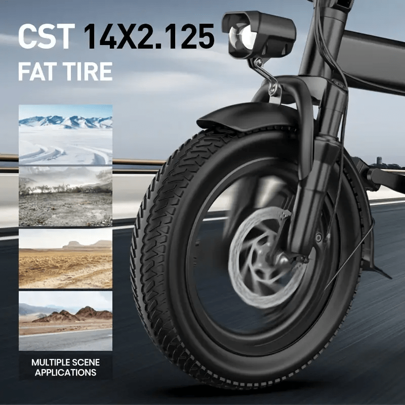 500w - long-range commuter electric scooter with 48v battery, 20-mile range, 19mph  , 14 fat tires, 200lbs   capacity, shock-absorbing seat, and foldable design for adults Product details 6
