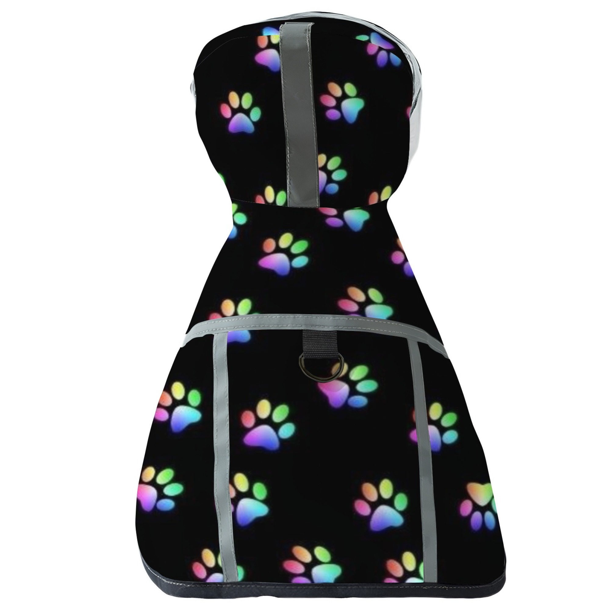 TEMU 1pc Reflective Dog Raincoat With Hood, Colorful Paw Print Pet Raincoat, Lightweight And Suitable For , Performance, Fun , Ideal For Pet ,