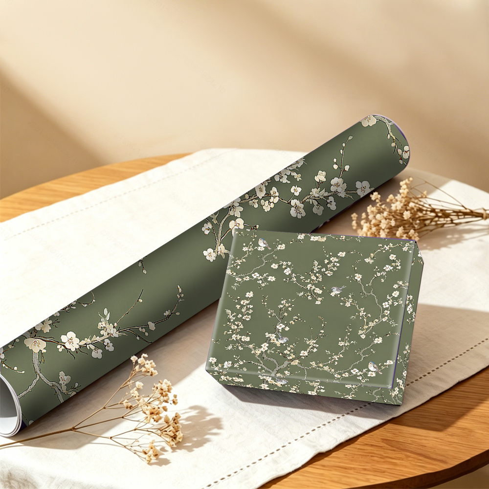 TEMU 1roll, 2d 19.69x118.11in Vintage Flower And Bird Pattern Wrapping Paper, Suitable For Birthday Gift Boxes, Bridesmaid Gifts, Holiday Gift